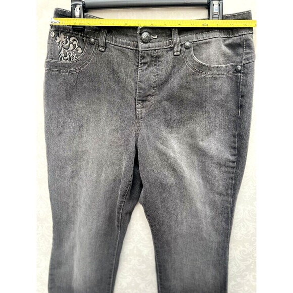 Style & Co Jeans Womens 10 Gray Barely Bootcut Tummy Control Jeweled Pockets - Picture 8 of 15